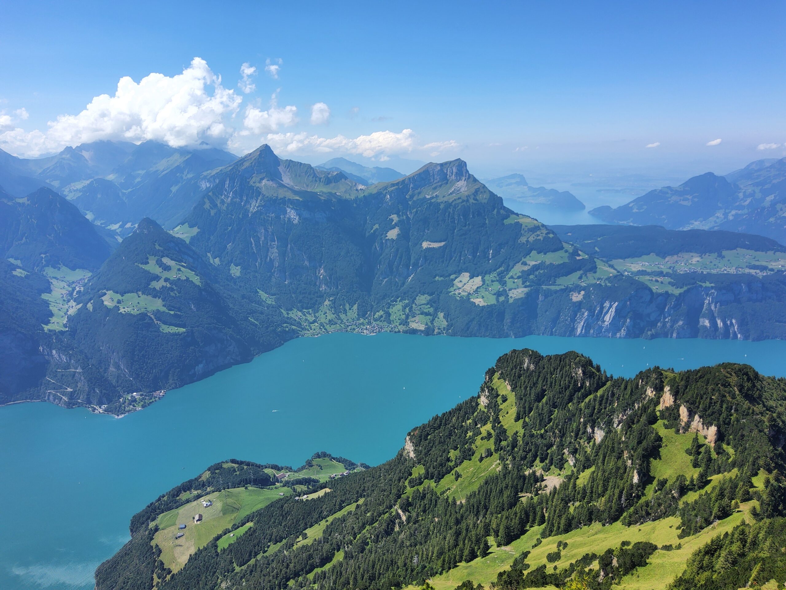 Spectacular panorama from Rophaien, overlooking the surrounding valleys